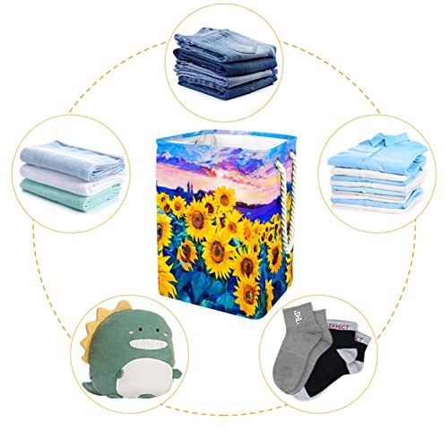 Panier à linge personnalisé tournesol grand format avec poignées