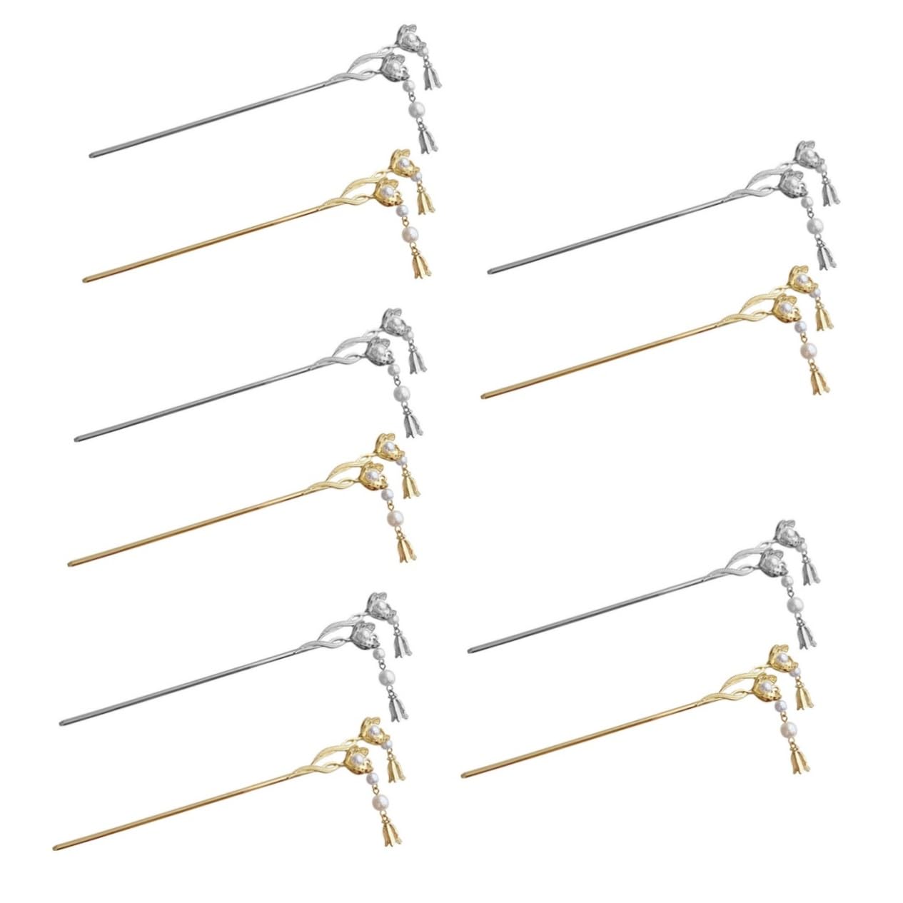 8 Pcs Fiore Tornante Delle Donne Bastone Clip Di In Metallo Per Le Donne Bastoni Di Legno Clip Di Del Fiore Per Le Donne Strass
