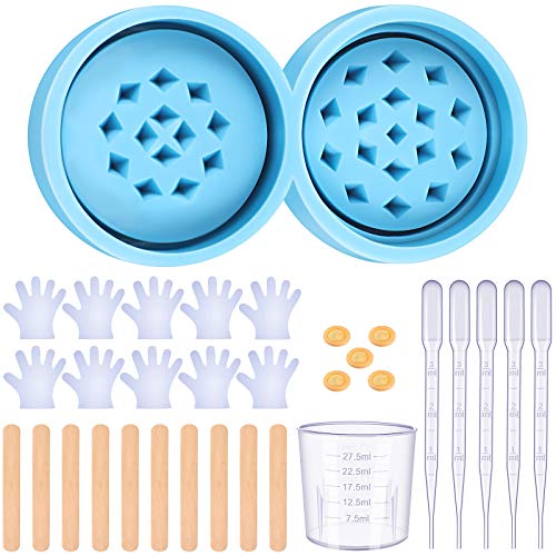 Herb Grinder Mold Set, Crystal Epoxy Resin Mold Grinder Leaf Herb Silicone Mold Spice Crusher Casting Mold with Cup, Wood Stir Stick, Plastic Dropper, Disposable Gloves and Finger Sleeves