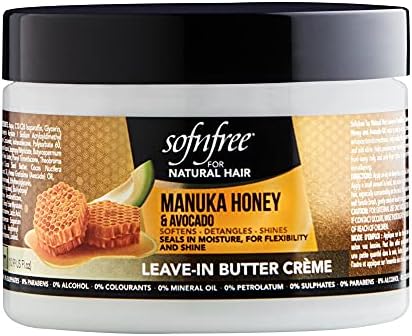 Sofn’free Leave-In Conditioner with Manuka Honey & Avocado Natural Hair Butter and Hair Moisturizer for Coily & Curly Hair - 11 Fl Oz (Pack of 1)