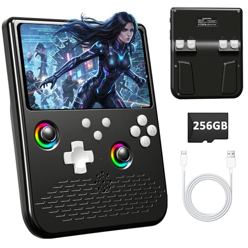 Image of H5 Retro Gaming Console, 5.0 Inch IPS HD Screen Handheld Game Console, 256GB TF Card Build-in 40000+ Classic Games, Portable Video Arcade Support 34+ Emulators with 4000mAh Battery, Black