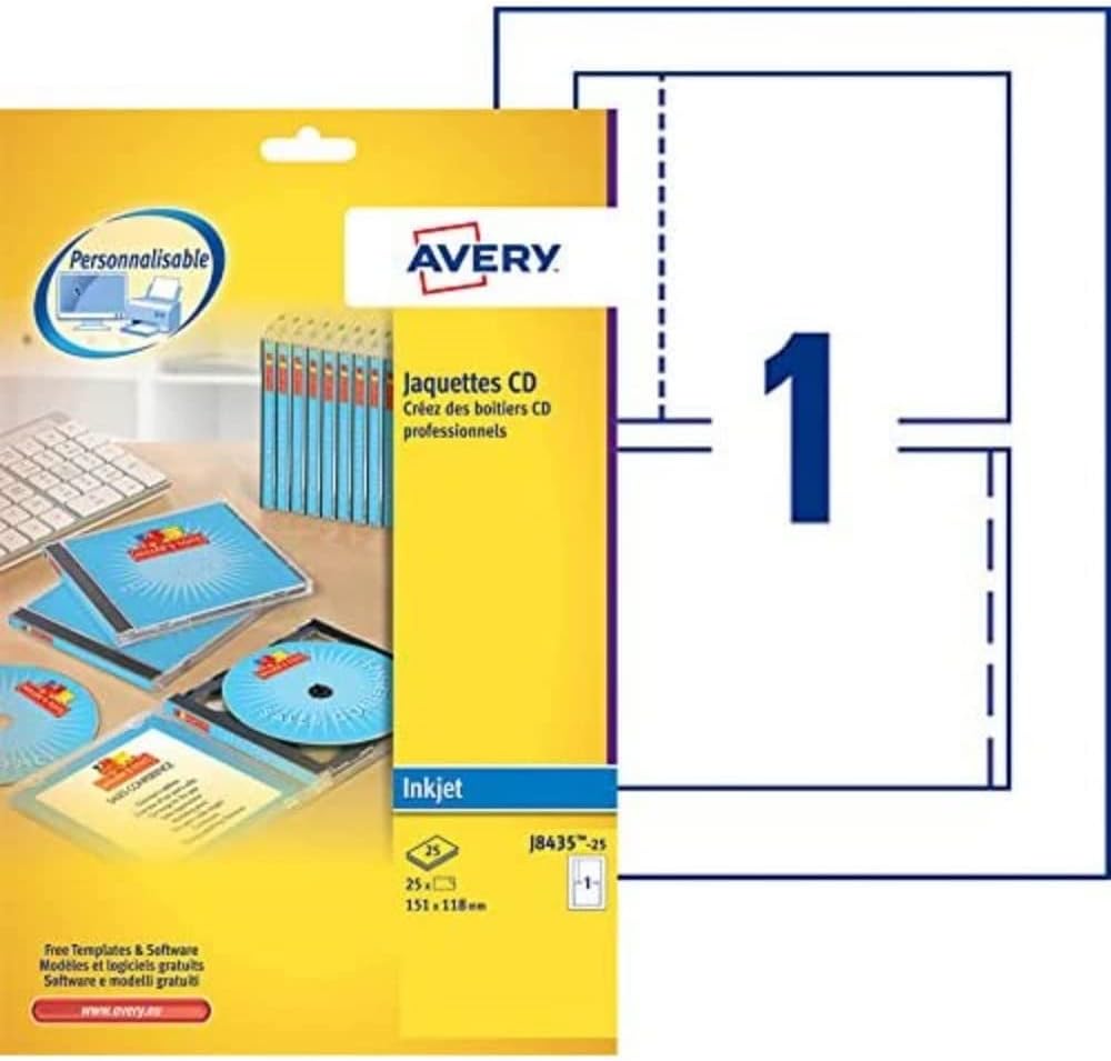 Avery AV06926 CD Insert Matt Inkjet - White