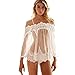 MORCHAN Femmes Lingerie Babydoll vêtements de Nuit sous-vêtements en Dentelle Robe de Nuit + String(Taille Asiatique: L,Blanc)