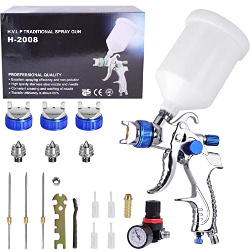 HVLP Lackierpistole Set - Profi-Spritzpistole Mit 3 Düsen Für Auto & Möbel