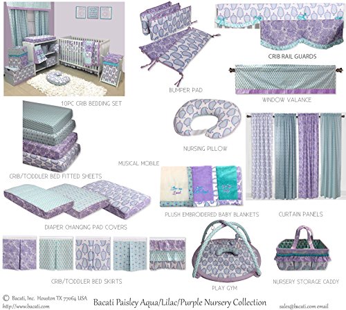 Bacati - Paisley Floral Window Treatments Sold Individually (Lilac/Purple/Aqua Window Valance)