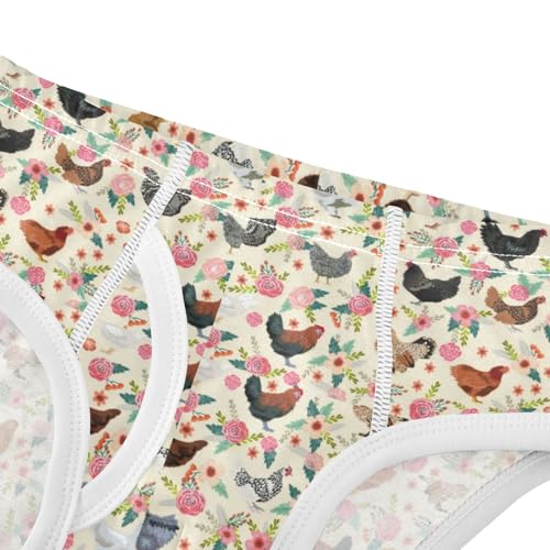 Boys' Exclusive Briefs Toddler Underwear 95% Combed Cotton Boxerbriefs 2T Floral Chicken Farm Animal Pattern 874