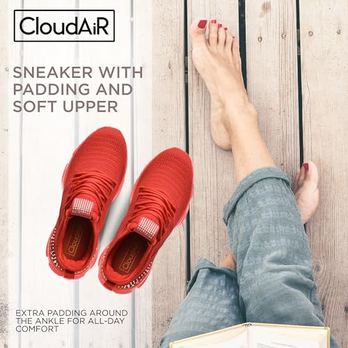Image of CLOUDAIR Vesta Women's Sneakers: Casual Running, Walking Arch Support Shoes, Lightweight Slip-On Sock Design, Non-Slip Work Shoes for Women, Comfortable Air Cushioned Platform Sneakers