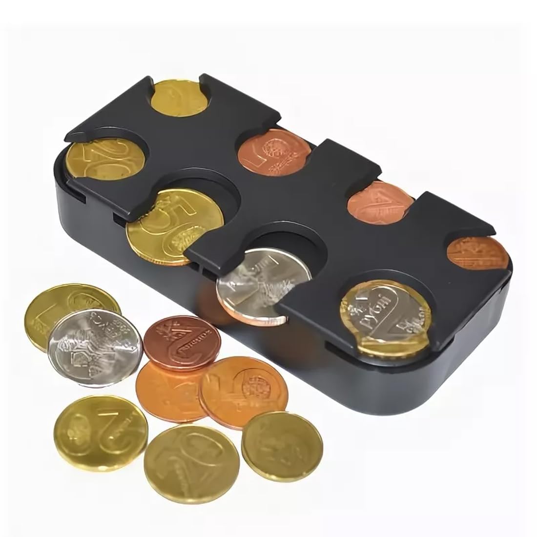 Clasificador de Monedas Euro 8 Dispensadores de 1 céntimo a 2 Euros Negro