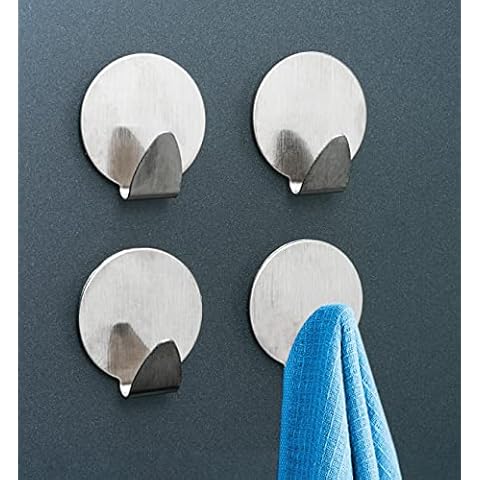 IPEA Ganchos Adhesivos Redondos de Metal para Hogar, Baño y Cocina – 4 Unidades – Color Metálico Cover