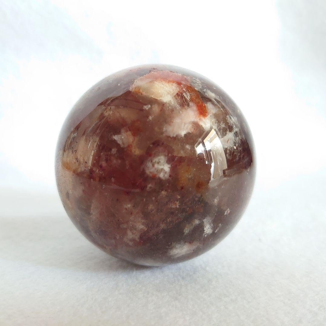希少♡ 美しい ファイヤークォーツ共生 ムーンストーン スフィア 丸玉