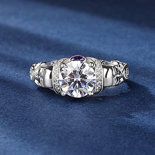 Image of Jeulia 2.55ct Skull Engagement Ring Sets Sterling Silver Heart Cut Red Diamond Ruby Rings Cubic Zirconia Wedding Promise Anniversary Romantic Jewelry for Women Grils Bridal with Gift Box