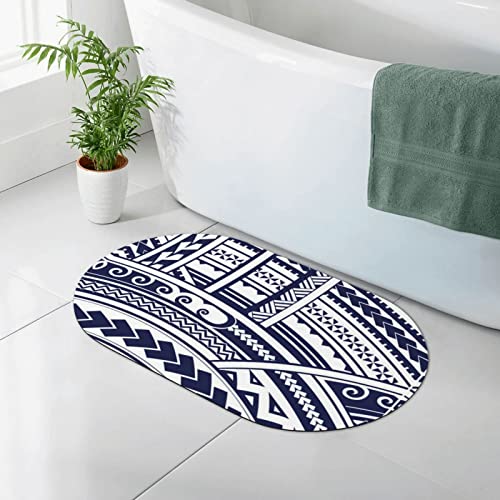 CARRDKDK Tappeto da bagno blu con motivo tribale maori polinesiano, in diatomacea, antiscivolo, adatto sotto la porta, tappetino da doccia per davanti alla vasca da bagno, doccia, lavandino (50 x 80