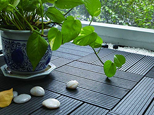 Laneetal Set van 11 WPC houten tegels, terrastegels, kliksysteem, 30 x 30 cm, voor terras en balkon, vloertegels, kliktegel, vloerbedekking 1 m² antraciet in houtlook - Image 3