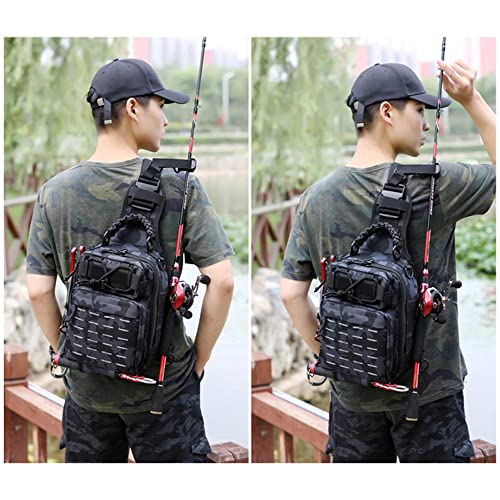 Doorslay Fishing Backpack with Rod Holder - Tackle Storage Sling Bag, Color E, 21 * 16 * 30cm / 8.3 * 6.3 * 11.8in - Image 2