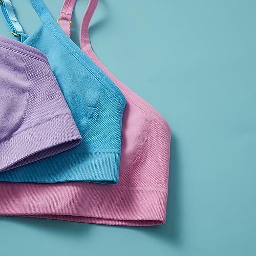 Yellowberry 3pk Double-Layered Seamless Strappy Back Wire-Free Girls Bra for Teens and Tweens.4