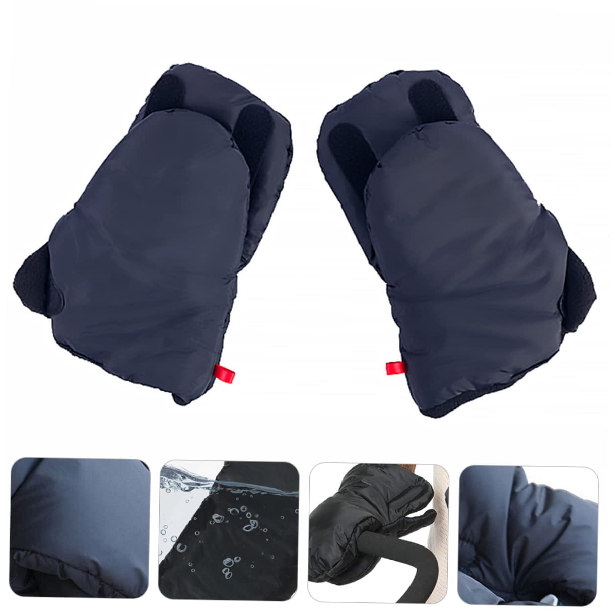 VALICLUD guantes de cochecito frío cálido guantes de barra de cochecito nieve accesorios carrito bebe accesorios carro bebe calientes de invierno forro polar Black