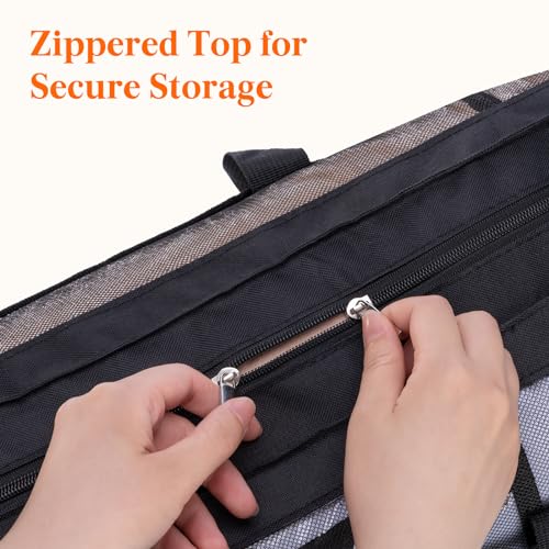 Lifewit Mesh Tote Bags for Women, Extra Large Mesh Tote Bags with Zipper and Pockets, Lightweight Shower Caddy, Beach Essentials for Family, Pool Bag Basket for Women Vacation, Swimmers Black3