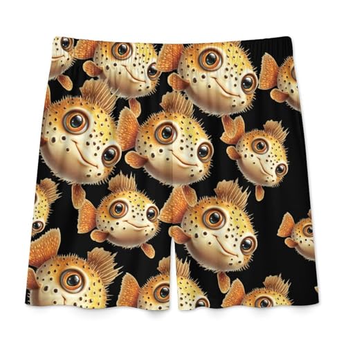 Cute Puffer Fish Soft Short Pajama Bottoms for Men Breathable Cool Bottoms Lounge Sleepwear4