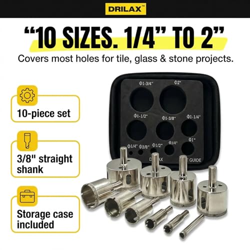 Drilax 10 Pc Diamond Hole Saw Kit