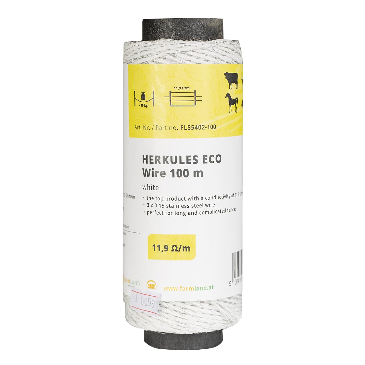 Farmland Herkules Power Weidezaunlitze – 1000m, 0,098 Ohm/m, 95kg Bruchlast, Mit Kupferleitern, Für Pferde, Rinder & Wildabwehr