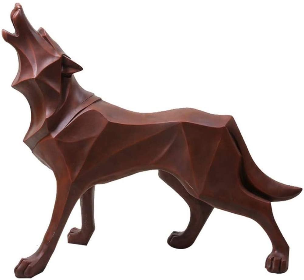 YUZDNM Wolf Sculpture Ornaments Geometric Sculpture Animal Resin Statue Wolf Decor Gift for Home Office(Red)