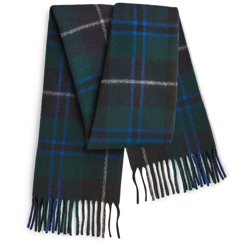 BRAW CLANS TARTANS Tartan Scarves for Women and Men - 100% Pure Lambswool Douglas Tartan Scottish Lightweight Scarf 12x60 inches Christmas Mothers day Wedding Gifts