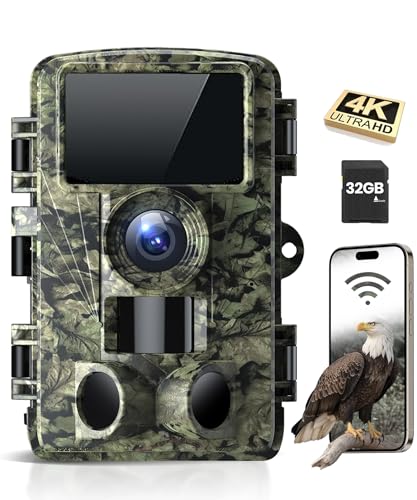 Trail Camera - 4K 48MP WiFi Game Camera with Night Vision, 0.05s Trigger Motion Activated, IP66 Waterproof, Bluetooth Cell Phone 130 Wide-Angle with No Glow Infrared LEDs for Outdoor Wildlife