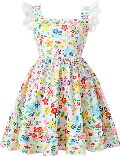 Little Girl A-Line Dress Summer Hollow Out Lace Sleeve Party Sundress Kids Casual Ruffle Hem Outfit Clothes 18Month-8Years