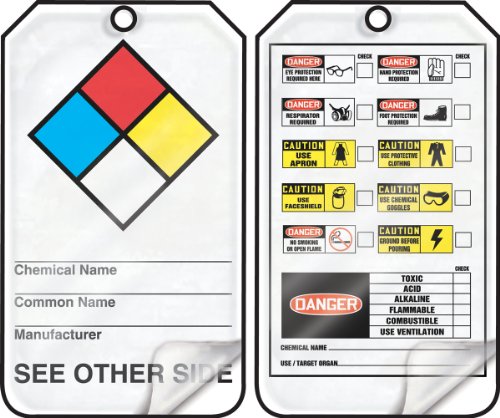Accuform signos ths103lpp Self-Laminating peligrosos MATERIAL etiqueta, leyenda '(Nfpa Diamond/equipo de protección),' 5.75 'Longitud x 3,25 Width x 0,015' de grosor, rp-plastic, azul/rojo/amarillo/negro sobre blanco (25 unidades)