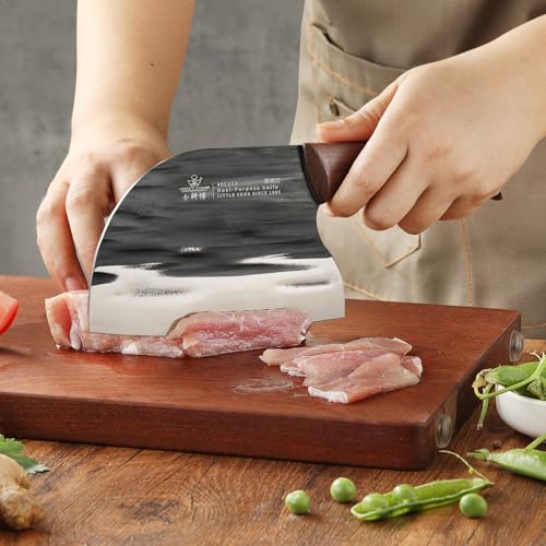 Little Cook Since 1995 Serbain Chef Knife, Little Cook 6.1 Inch Ancient Forged Meat Cleaver Knife thumb #8