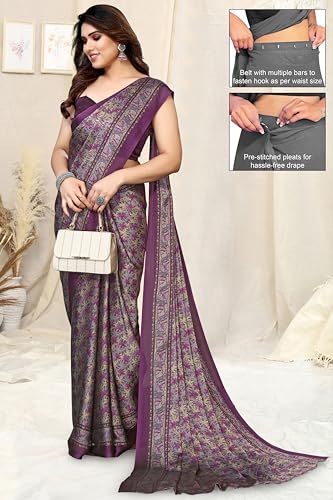 Image of MIRCHI FASHION Women's Ready to Wear 1 Minute Drape Chiffon Printed Saree with Blouse Piece
