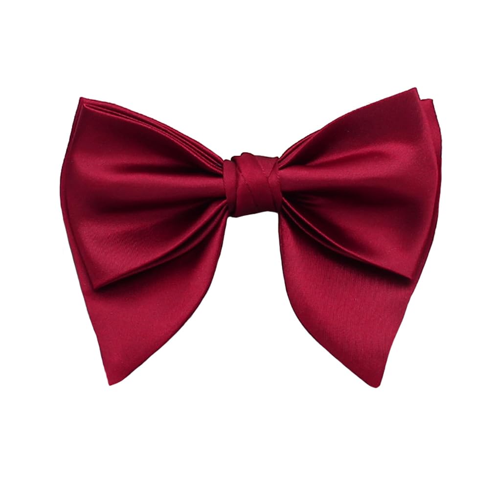 Mens Oversized Satin Silk Bow Tie Solid Color Formal Tuxedo Big Bowtie
