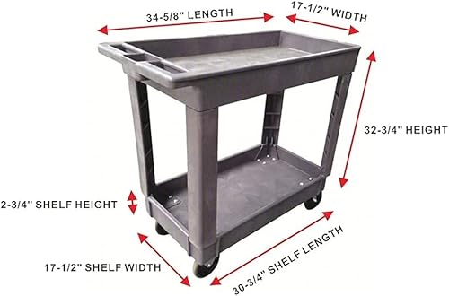 Miniatura 9 de Carrito utilitario, tapa de carga de 500 lb. Bandeja superior, 34.5X17.5X32.75 (Gris)
