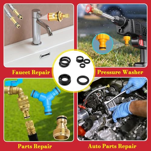 Image of Serplex 225 PCS O-Ring Assortment Kit Set, Premium Rubber Gasket AC System Seal Kits, Universal Gasket Washer for Car, Professional Plumbing, Faucet, Mechanic, Repairs, Air or Gas Connections-Black