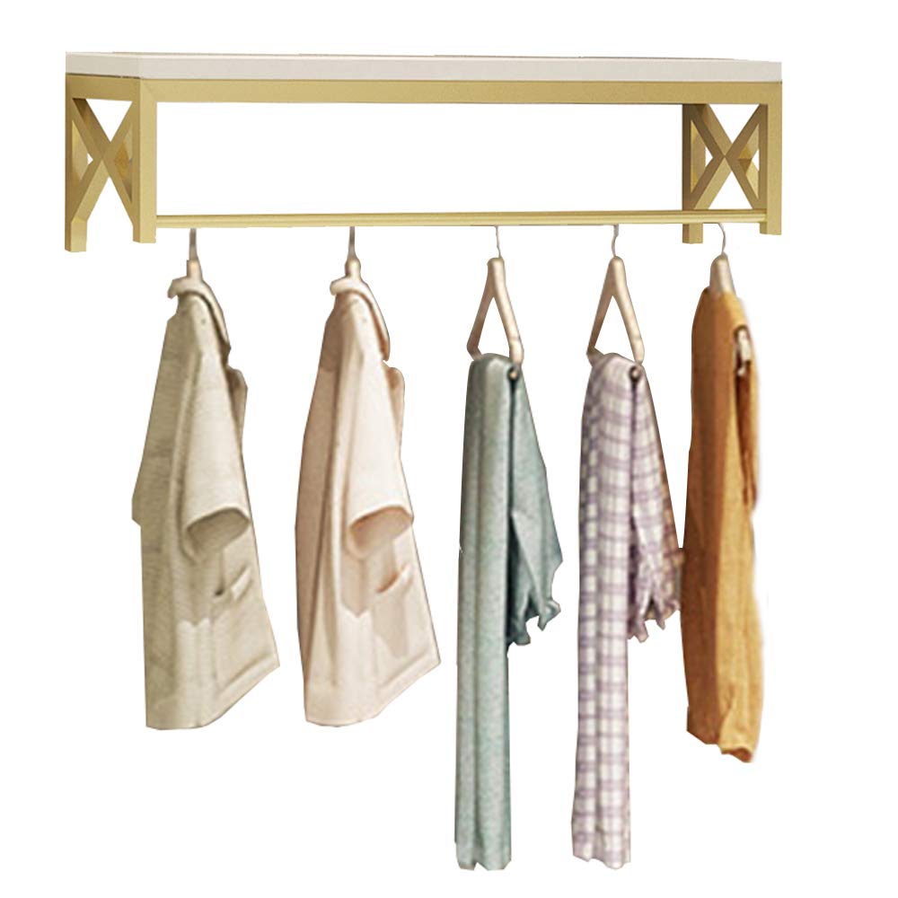 JKJZSALJ Golden Retail Clothing Garment Display Racks Clothing Store Hanger Display Rod, Women'S Clothing Store Windows Shelves Hanging Clothes Bar Display Hangers,120cm