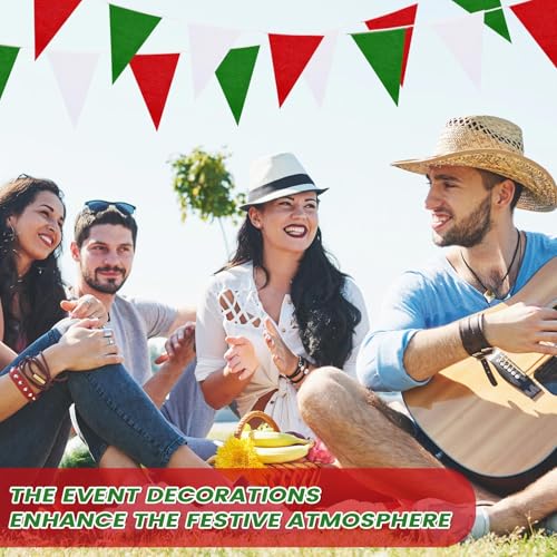 Image of Preboun 400 ft Solid Pennant Banner Flags 240 Pcs String Hanging DIY Triangle Bunting Bulk Garland for Grand Opening Carnival Birthday Party Decoration Outdoor(Red, Green, White)