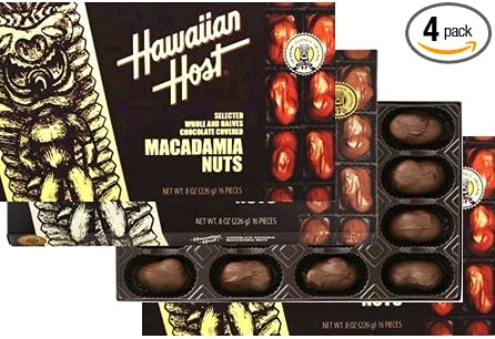 Amazon ハワイお土産 ハワイアンホスト8ozマカダミアナッツチョコレート16粒 4箱 Hawaiian Host ハワイアンホースト ナッツチョコレート 通販