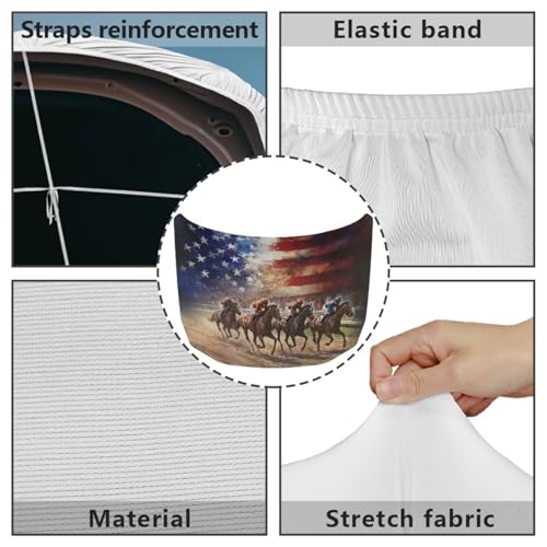 Image of 59x39 Inch Hood Cover for Compact Cars SUV Sedans Trucks, Waterproof American Flag Horse Stretchable Car Hood Wraps Auto Banner Auto Dcorative Accessories