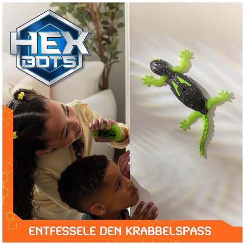 Hex Bots - Wall Crawler Gecko, ferngesteuerter Gecko, der an Wänden und Decken entlang krabbelt, mit leuchtenden LED-Augen, mit Fernbedienung, realistische Bewegungen, für Kinder ab 4 Jahren