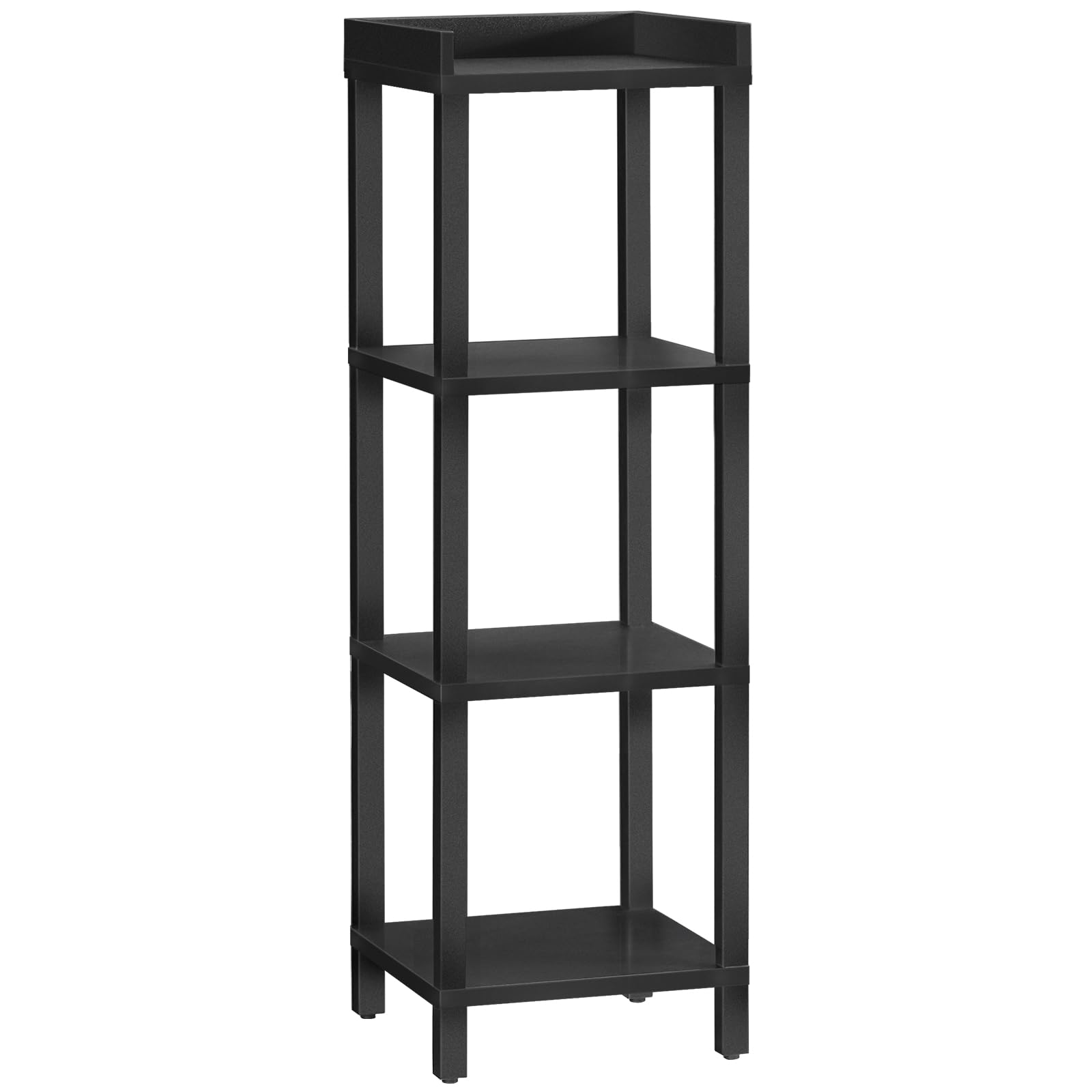 HOOBRO Small Bookcase, Industrial Style Bookshelf for Narrow Spaces, 4-Tier Square Book Shelf Stand, Easy to Install, Wooden Storage Rack Display