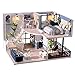 TuKIIE DIY Miniature Dollhouse Kit with Furniture, 1:24 Scale Creative Room Mini Wooden Christmas Doll House Accessories Plus Dust Proof & Music Movement for Kids Teens Adults(Satisfied Time)
