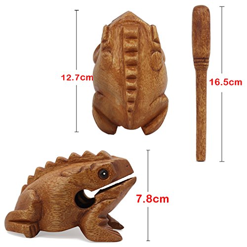 Aussel Guiro Croaking Hölzerner Frosch mit Schlägel, Musikinstrument Sound Block, Fairer Handel Percussion Instrument (12.7CM) - Image 3
