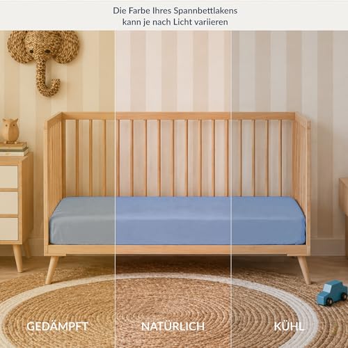 Twinzen 2er Set Jersey Spannbettlaken 70x140 cm Weiß und Blau – Ansicht 6