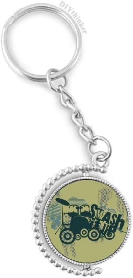 DIYthinker Drum Music Pattern Graffiti Street Rotatable Keyholder Ring Disc Accessories Chain Clip