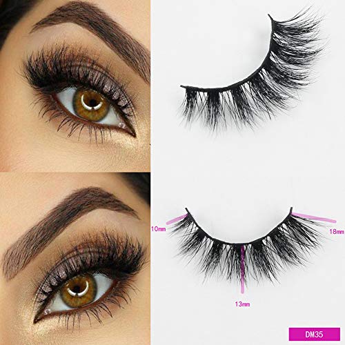 Sassina 1 Pair Natural False Eyelashes Makeup Eyelash Extension Long Mink Eyelashes Winged Wispy Fake Eye Lashes Soft 3D Mink Lashes DM35