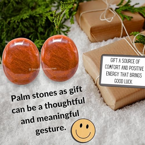 Image of Amazing Gemstone Chocolate Jasper Crystals and Healing Stones - Large Palm Stone Crystals Piedra - Crystal for Good Luck, Positive Energy, Meditation - Unique Stocking Stuffers and Birthday Gifts