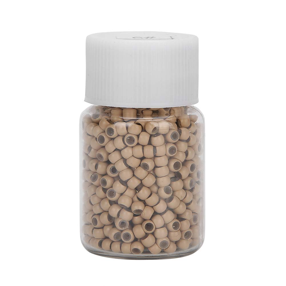 Mavis Lave Hair Extension, No Damage Micro Rings Links Beads Hair Extension Beads, Durable for Women Small Rod Hair Extensions(6# Medium Beige)