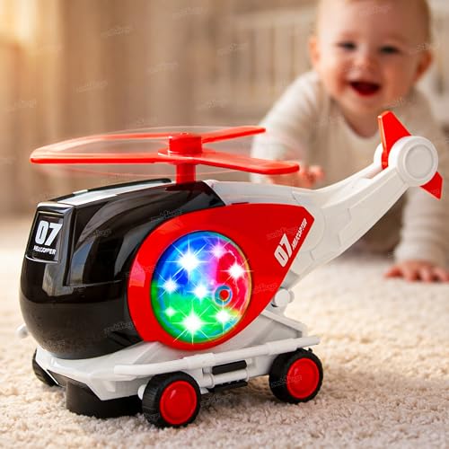 Image of Zest 4 Toyz Musical Helicopter Toy for Kids with Lights & Sound Toy 360 Spinning Rotor Universal Wheel Bump & Go Action Musical Toy for Kids Toys for Boys & Girls Kids Toys (Pack of 1) Random Color