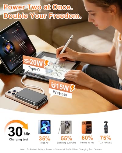 Image of for Magsafe Portable Charger, Power Bank, 10000mAh Wireless Magnetic with Type-C 20W PD Fast Charging, LED Display for Magsafe Battery Pack,Wireless Portable Charger for iPhone 17 /16 /15 /14 all Series