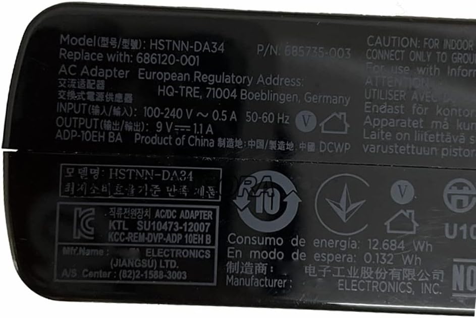 HSTNN-DA34 HSTNN-CA34 9V 1.1A 10W 電源 ACアダプター For HP ELITEPAD 900 G